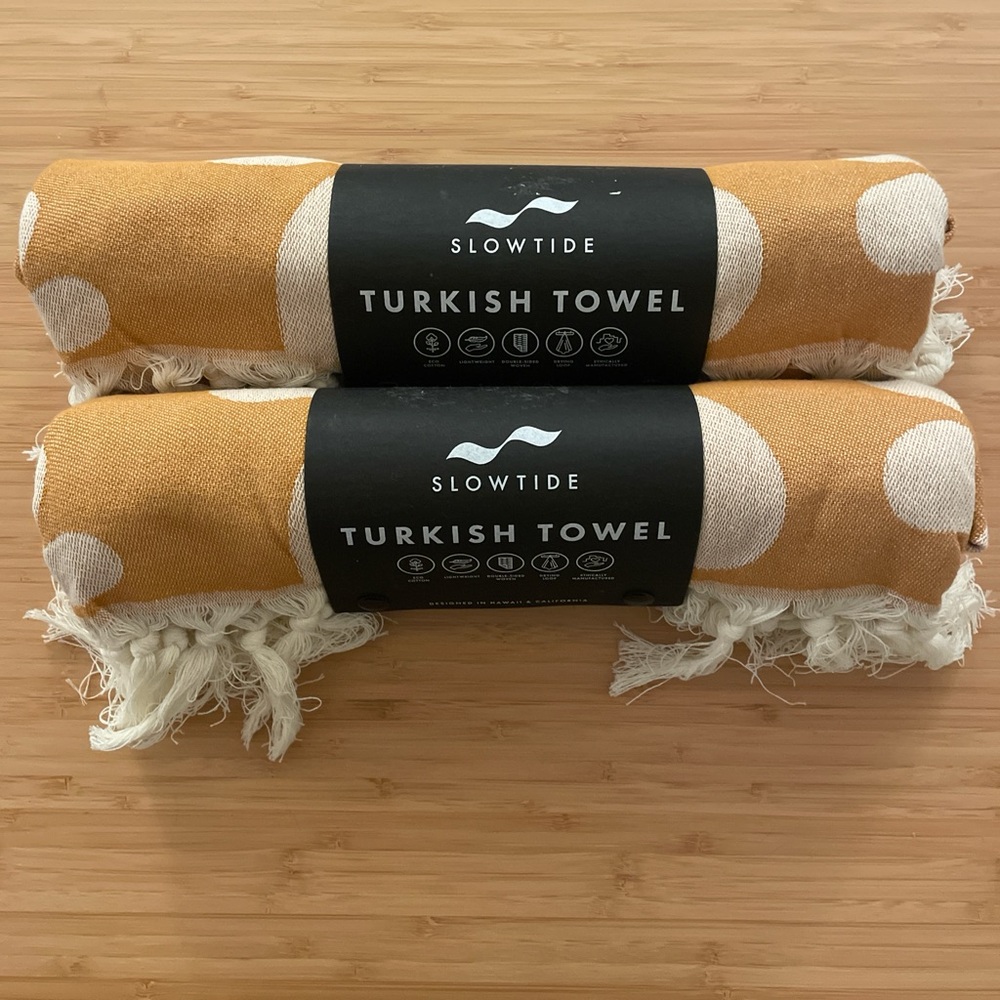 PAIR of Slowtide Turkish Towels in Orange and White